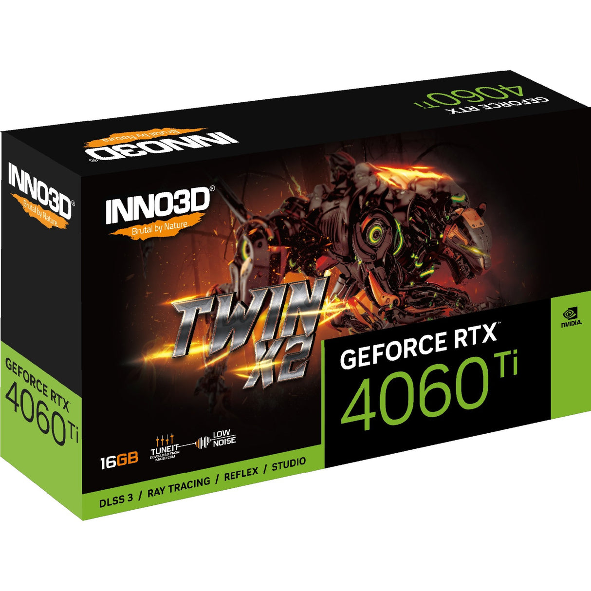 Inno3d inno3d n406t2-16d6-178055n geforce rtx 4060 ti twin x2, 16gb gddr6, 128-bit, 2535, 18gbps, 3xdp+hdmi