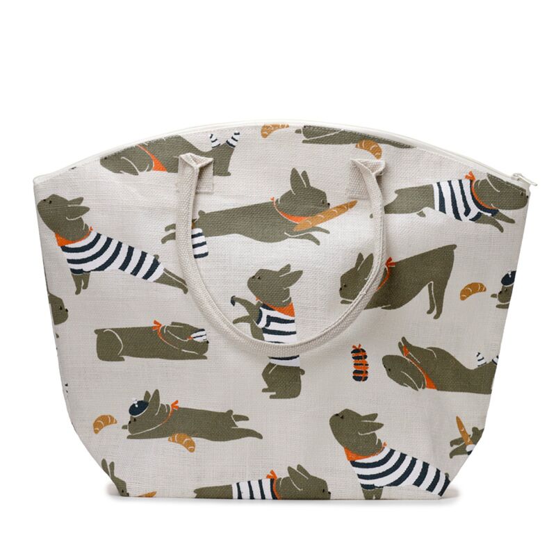 Bertrand de franse bulldog jute strandtas