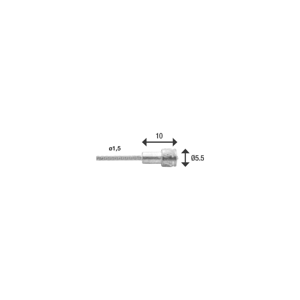 Elvedes Koppeling binnenkabel 2000mm 1×19 draads verzinkt Ø1,5mm met V-nippel (op kaart)