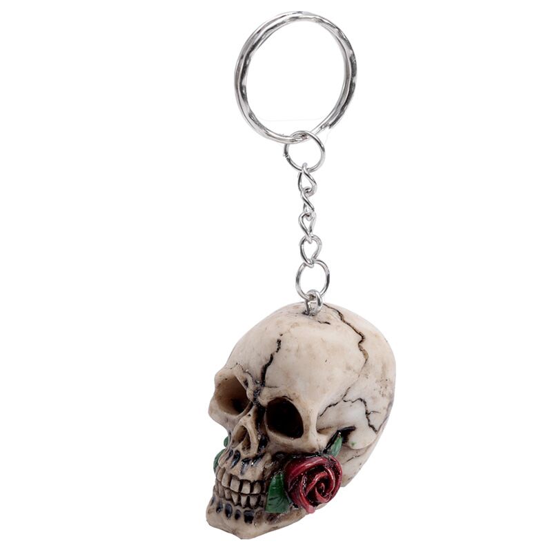 Schedel rozen sleutelhanger