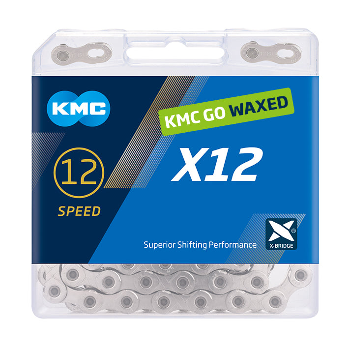 Kmc chains x12 silver 1 2 x 11 128 126gl waxed
