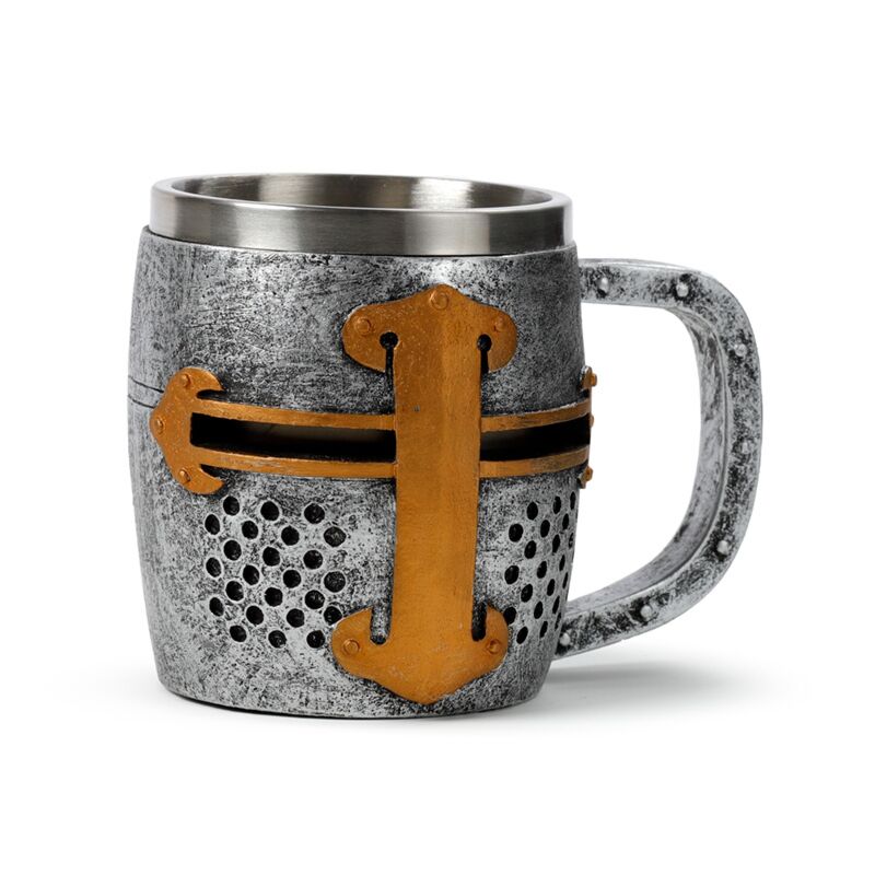 Decoratieve middeleeuwse ridder zilver- en goudkleur helm bierpul