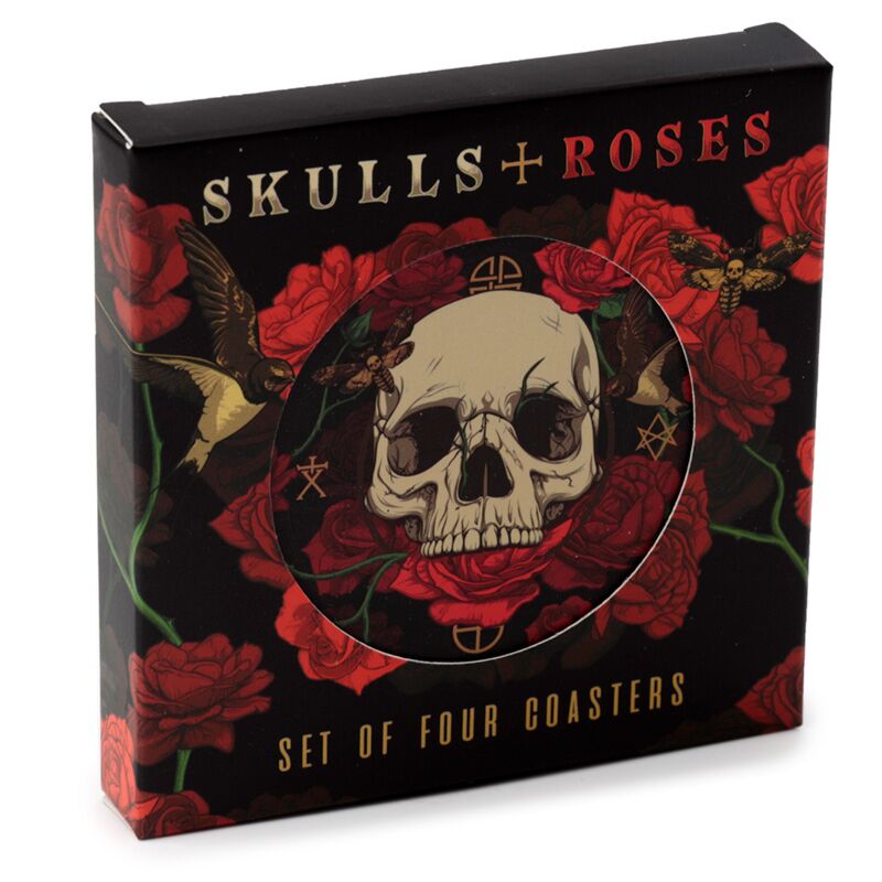 Schedel rozen set 4 onderzetters