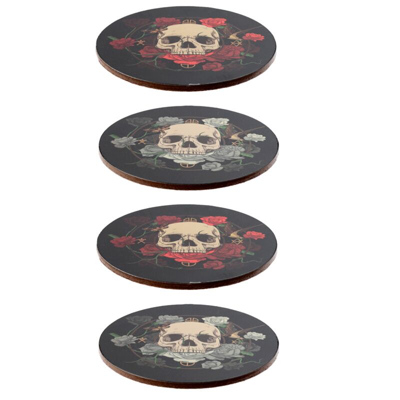 Schedel rozen set 4 onderzetters
