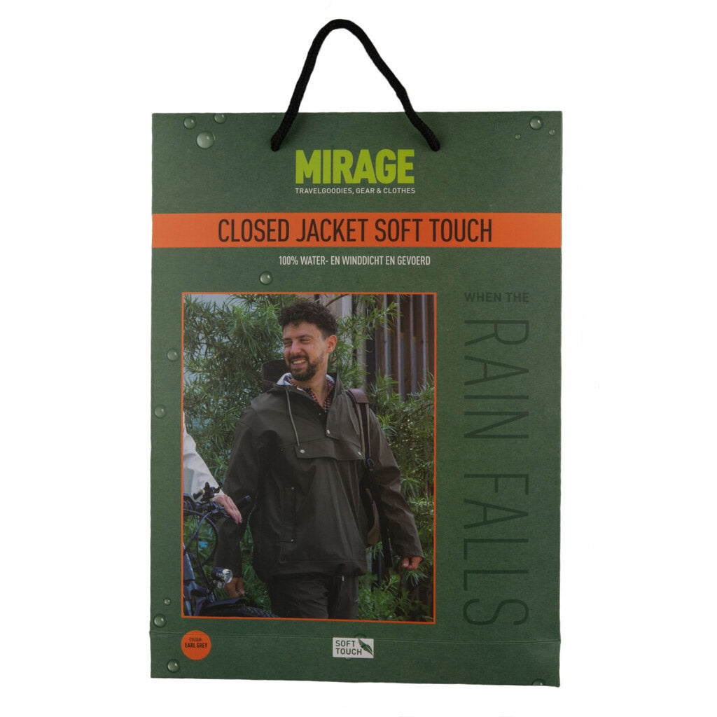 Mirage regenjas rainfall closed jacket - maat l - gemaakt van polyester soft touch - earl grey