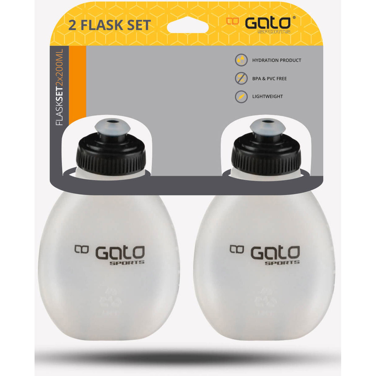 Outwet gato drinkflessen set 2 stuks 200ml zwart transparant