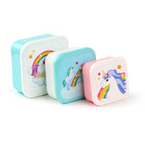 Set 3 lunch box s m l- betoverende regenboog eenhoorn