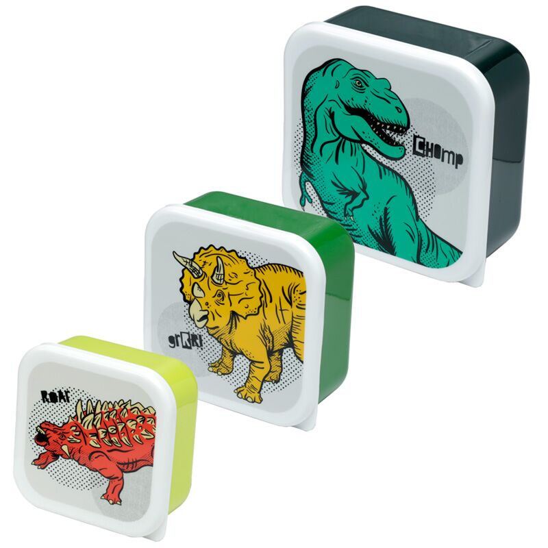 Set 3 lunch box m l xl - dinosaurussen