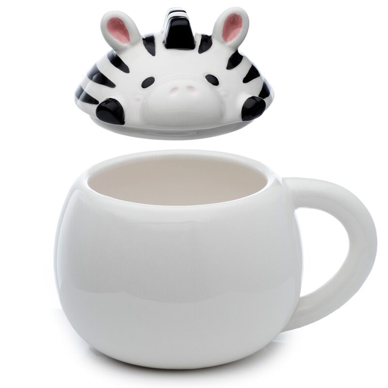 Adoramals zebra deksel gevormde keramiek mok