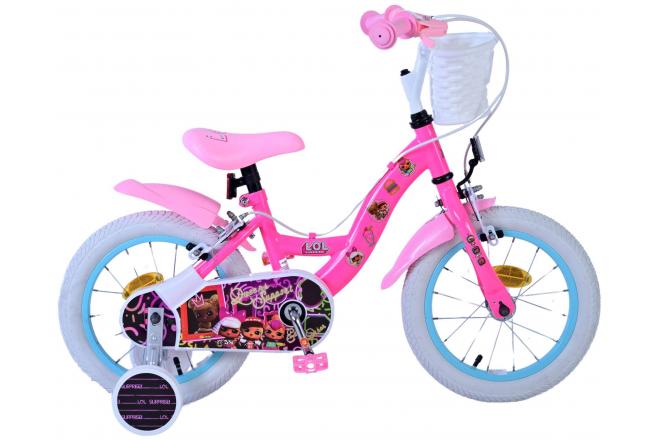 Volare dolls kinderfiets - meisjes - 14 inch - roze - twee handremmen