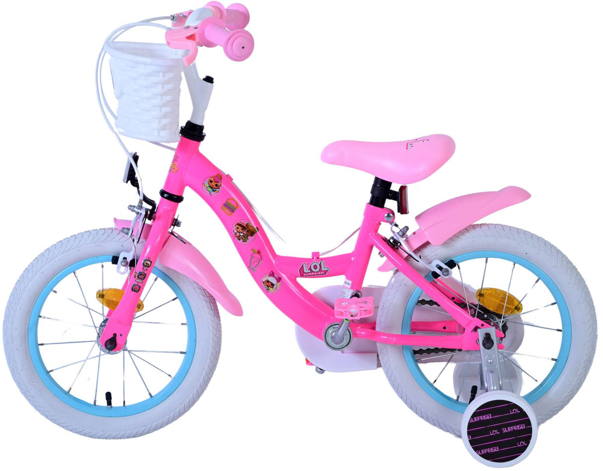 Volare dolls kinderfiets - meisjes - 14 inch - roze - twee handremmen