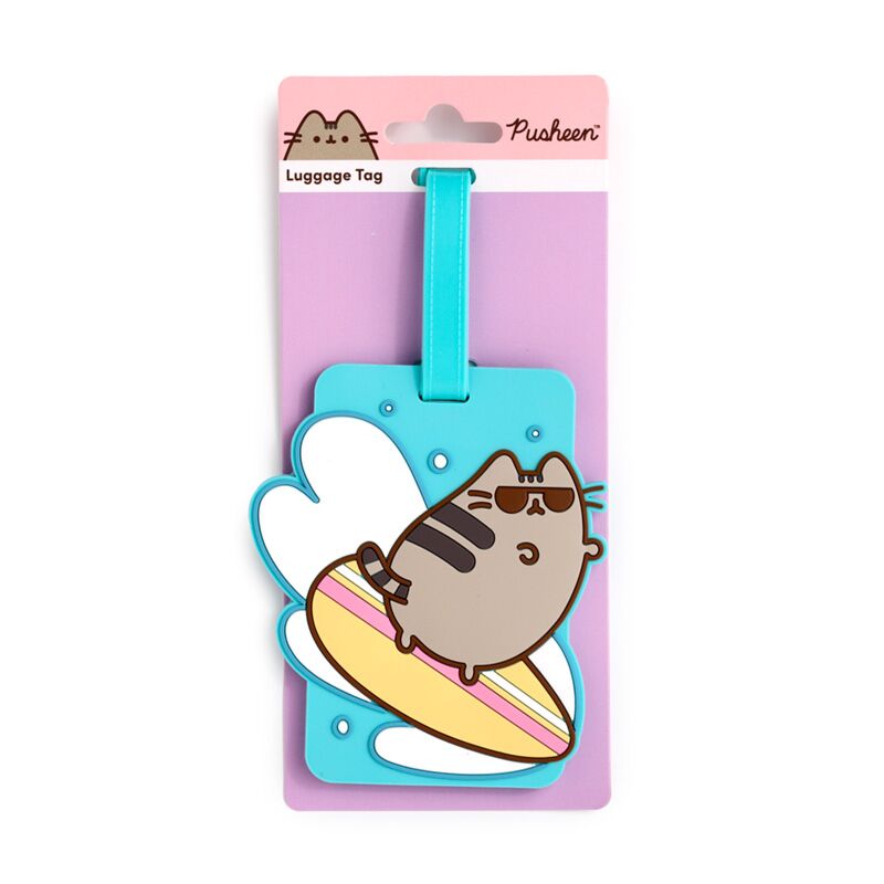 Pusheen de kat zomer surfer pvc kofferlabel