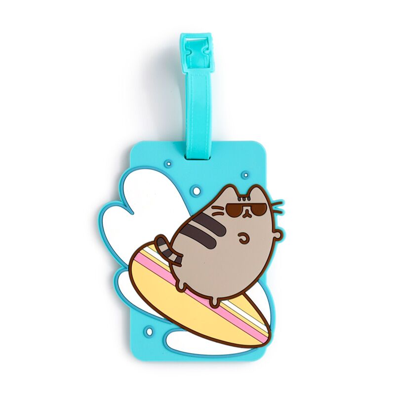 Pusheen de kat zomer surfer pvc kofferlabel