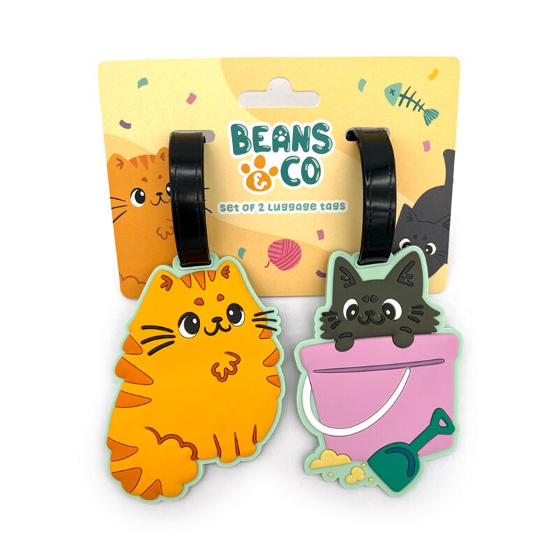 Beans co katten pvc kofferlabel set van 2