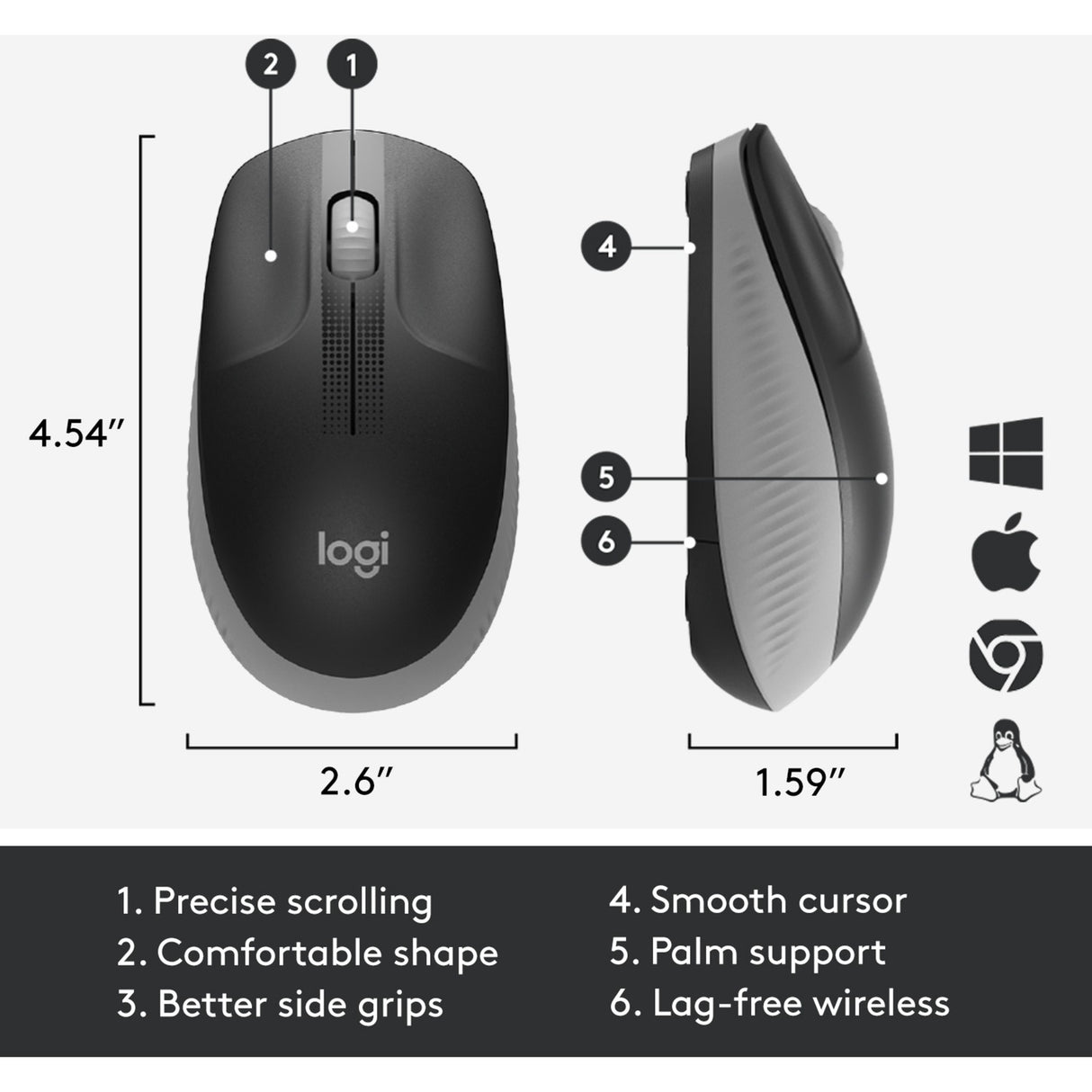Logitech m190 full-size wireless mouse