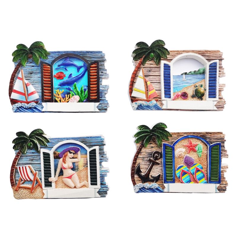 Raam panorama 3d zee strand souvenirmagneet