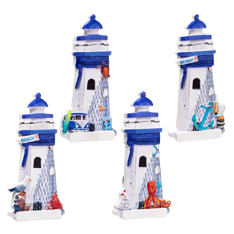 Blauwe vuurtoren 3d zee strand souvenir magneet