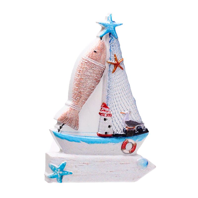 Zeilboot bord vis 3d zee strand souvenir magneet