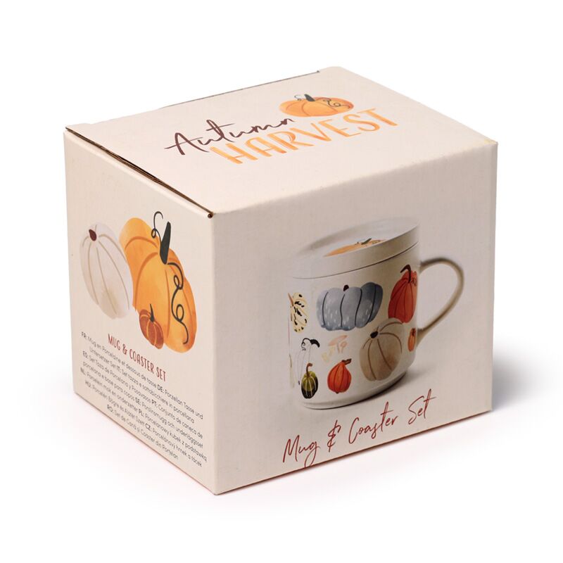 Autumn harvest porselein mok met onderzetterdeksel set