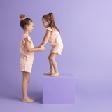 Sunset grid | oranje wit meisjes set strand- muslin