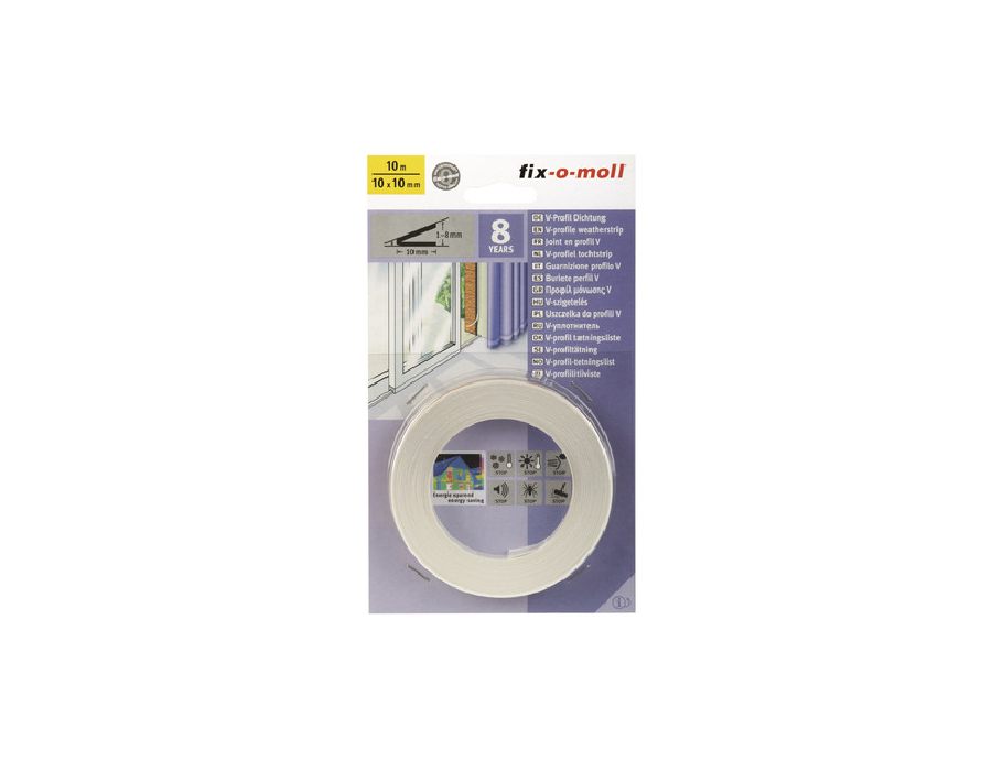 Fix-o-moll tochtband v-profiel 10x10mm - 10m - wit