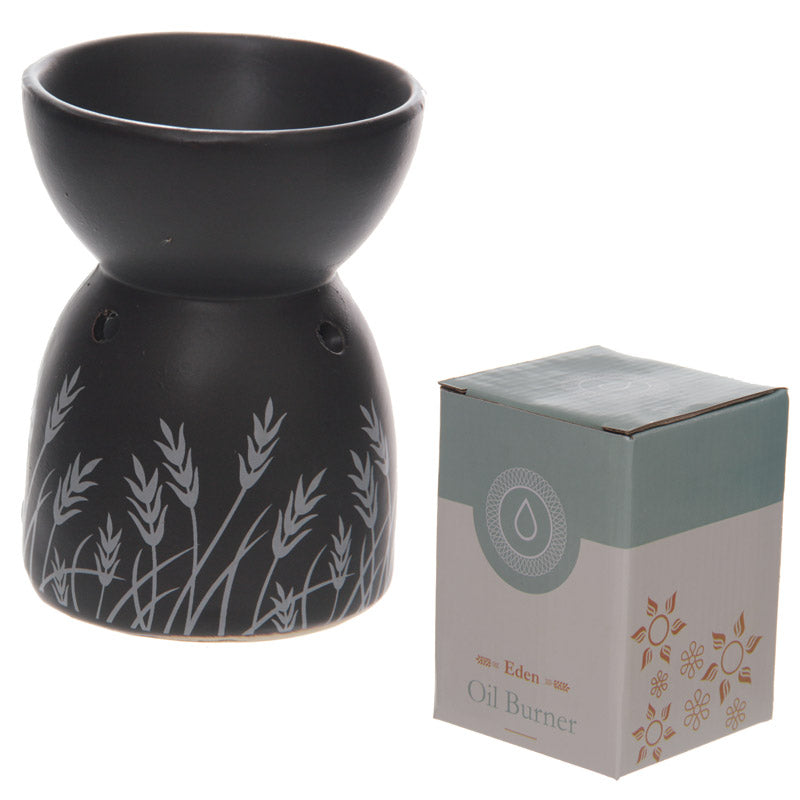 Zwart gras design keramiek olie- en wax geurbrander