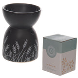 Zwart gras design keramiek olie- en wax geurbrander