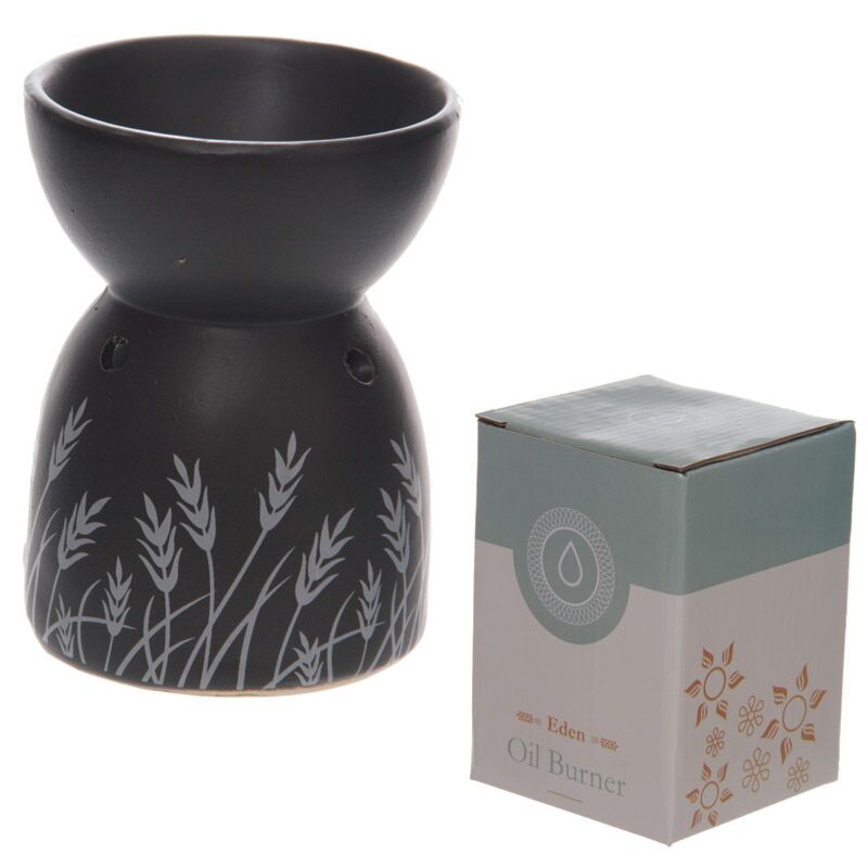Zwart gras design keramiek olie- en wax geurbrander