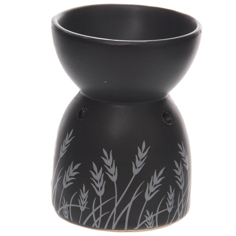 Zwart gras design keramiek olie- en wax geurbrander