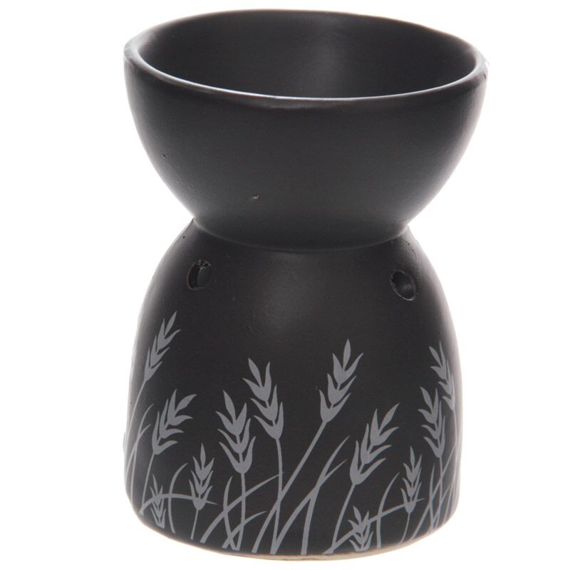 Zwart gras design keramiek olie- en wax geurbrander