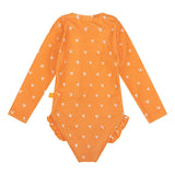 Orange kiss | oranje meisjes uv badpak met lange mouwen