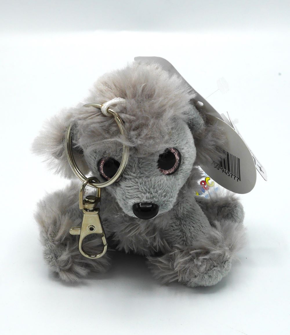 Sleutelhanger met pluche hondje 9 cm hoog