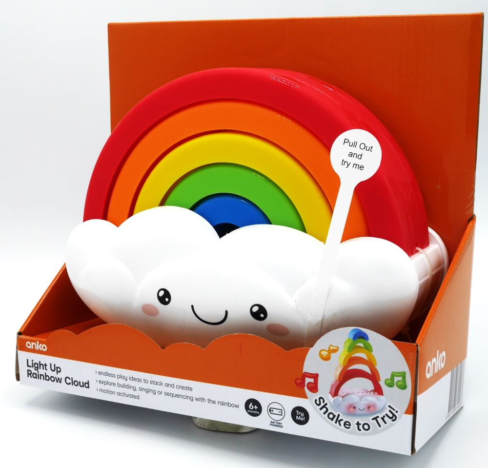 Playgo - licht en geluiden regenboogwolkje met stapel boogjes