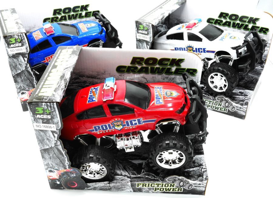 Jonotoys rock crawler politie auto in 3 verschillende kleuren.
