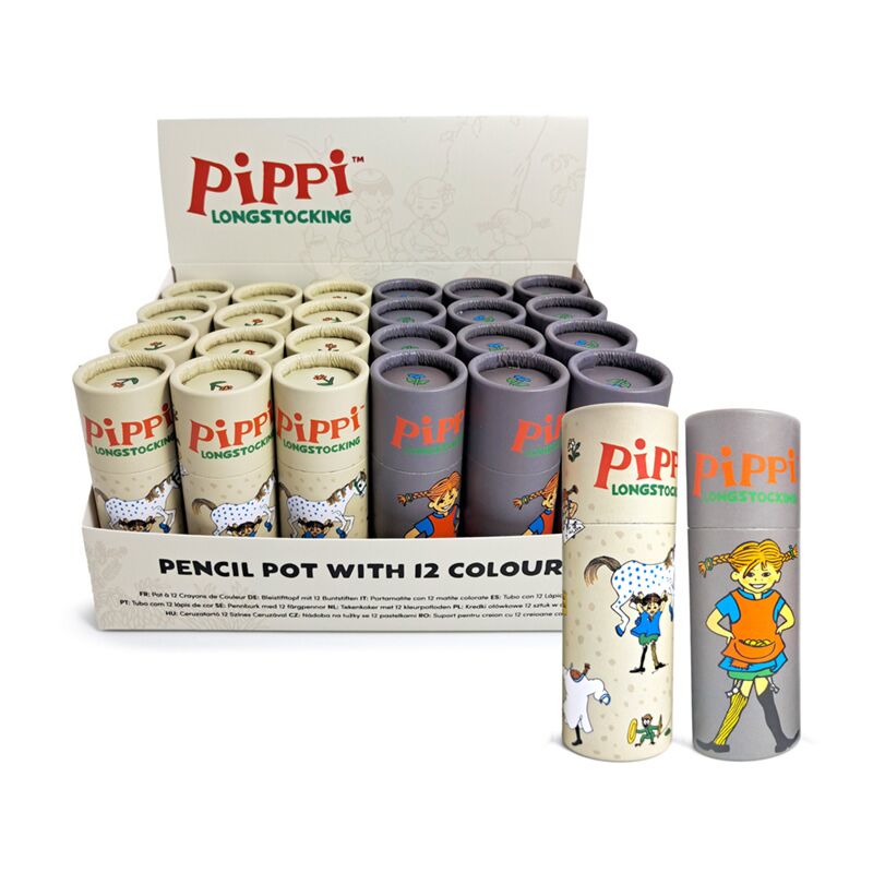 Pippi langkous tekenkoker 12 kleurpotloden