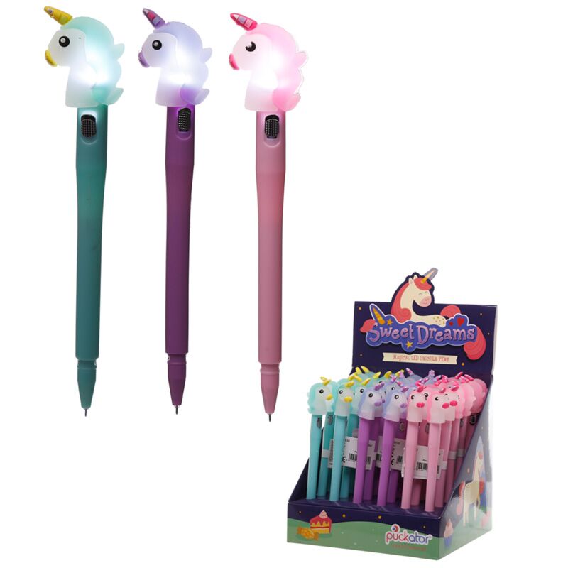 Zoete dromen eenhoorn led fijnschrijver pen - zwart