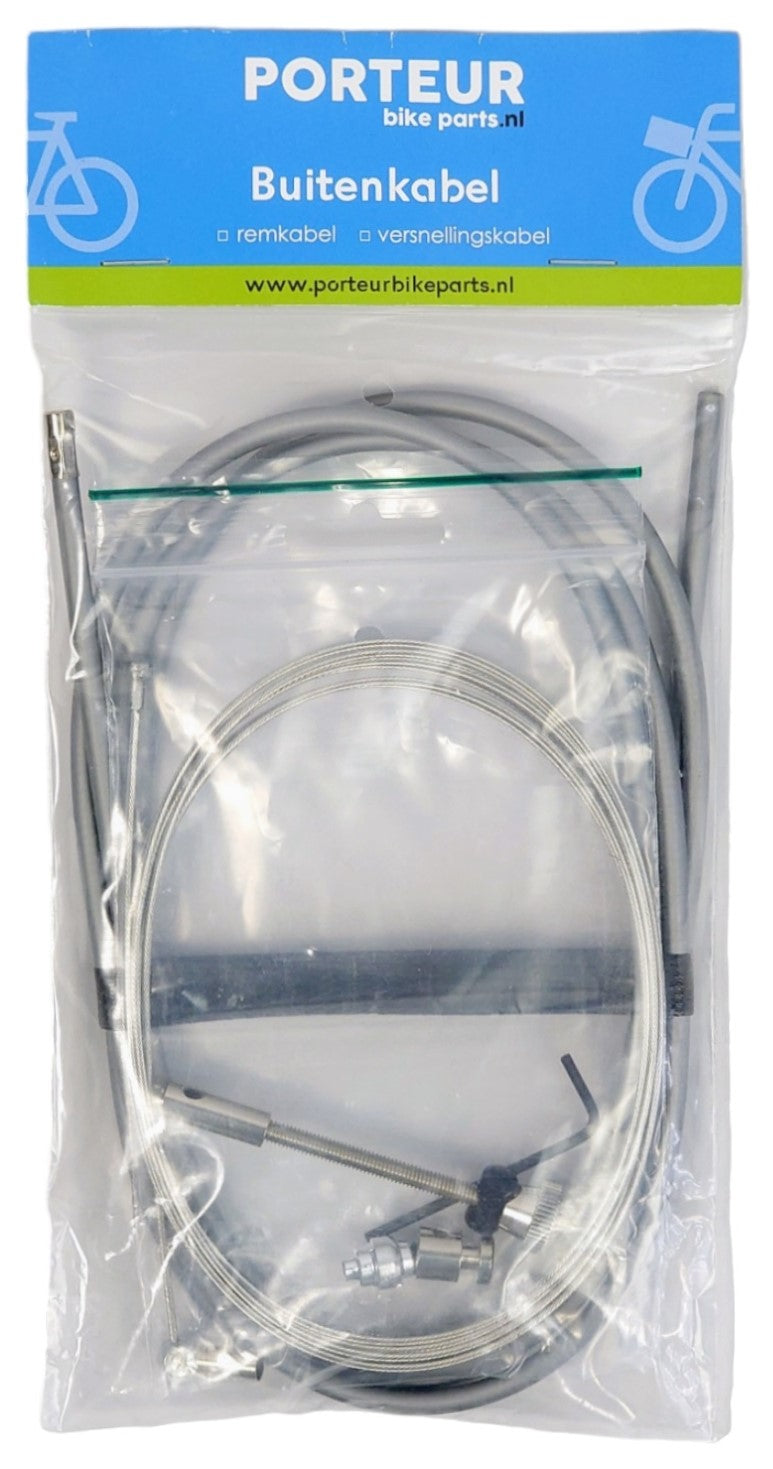 Porteur buitenkabel rem zilver