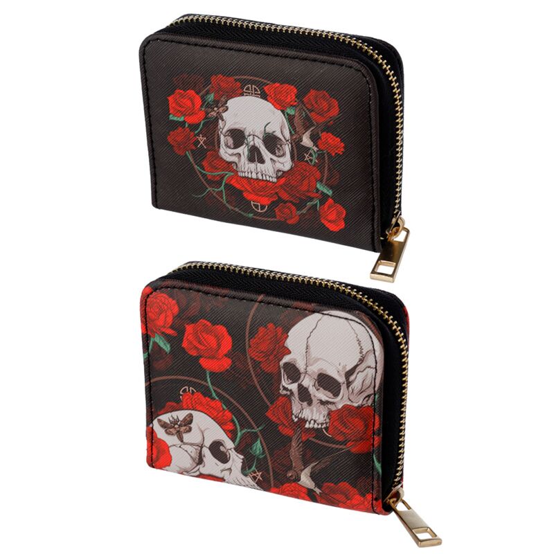 Schedels rozen rondrits portemonnnee - small