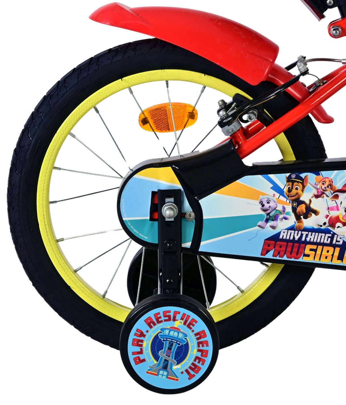 Paw patrol kinderfahrrad - jungen - 16 zoll - rot - zwei handbremsen
