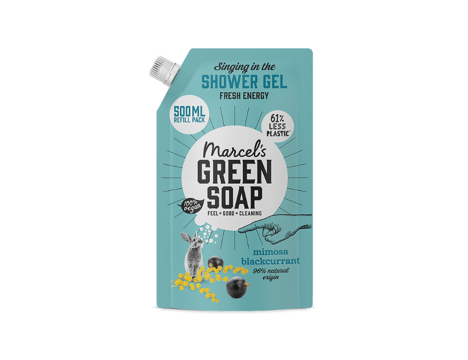 Marcel's groene zeep douchegel - mimosa zwarte bes - navulling - 500ml