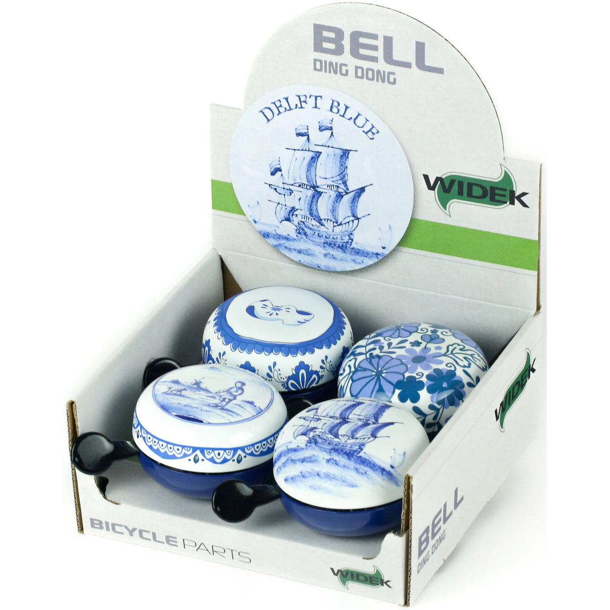 Widek bel Ding Dong delfts blauw boot op kaart