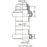 Tecora e balhoofdstel1 inch draad cartr alu 26.4 conus zwart