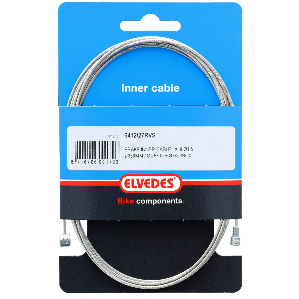 Elvedes kabel rem binnen bmx freestyle boven 1.35 RVS