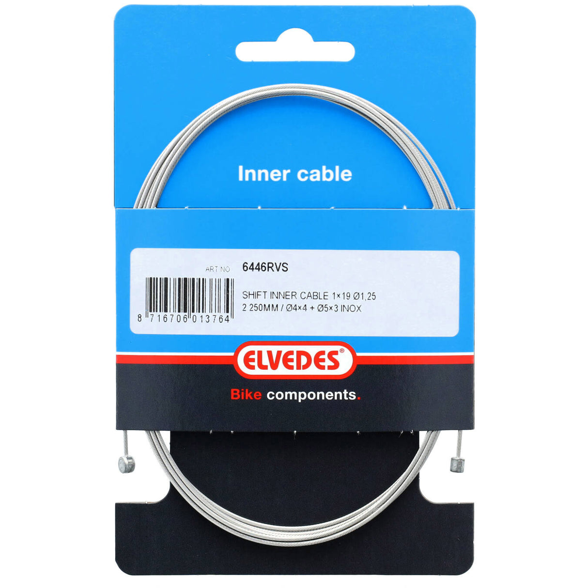 Elvedes schakel binnenkabel 2250mm RVS ø1,25mm n t-nippel