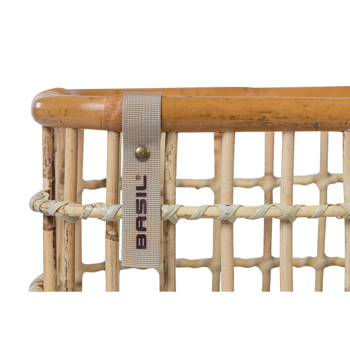 Basil Green Life - rotan fietsmand - medium - voorop natural bruin