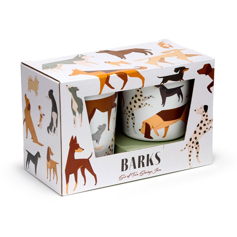 Barks hond set van 2 rpet en bamboe voorraadpotten s m