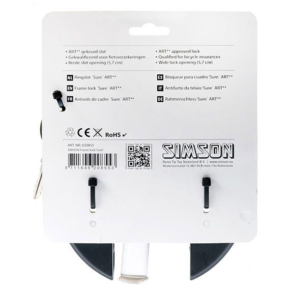 Simson Ringslot Sure ART2 - Zwart, 6.5cm - Fiets