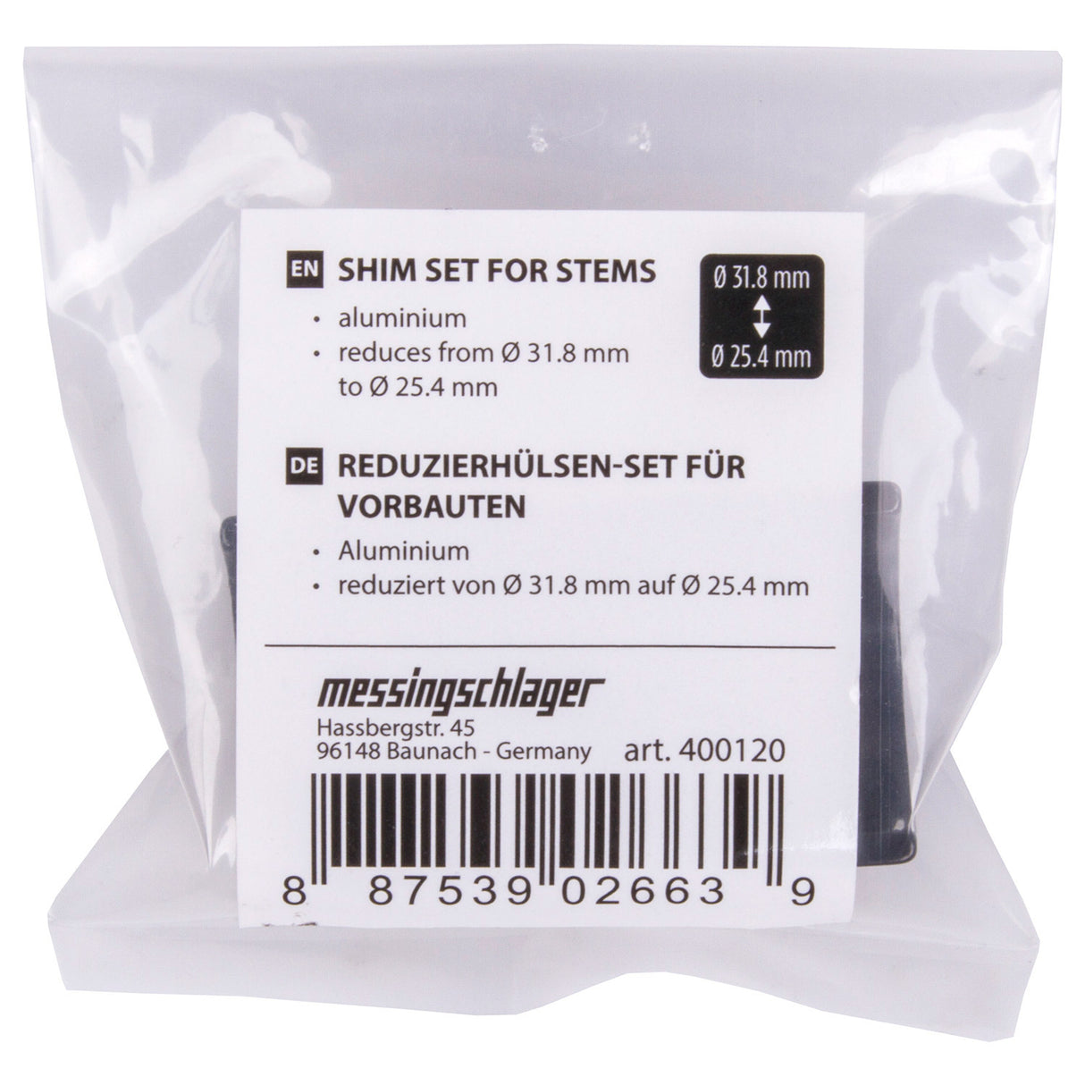M-wave opvulset stuur 25,4mm naar 31,8mm zwart