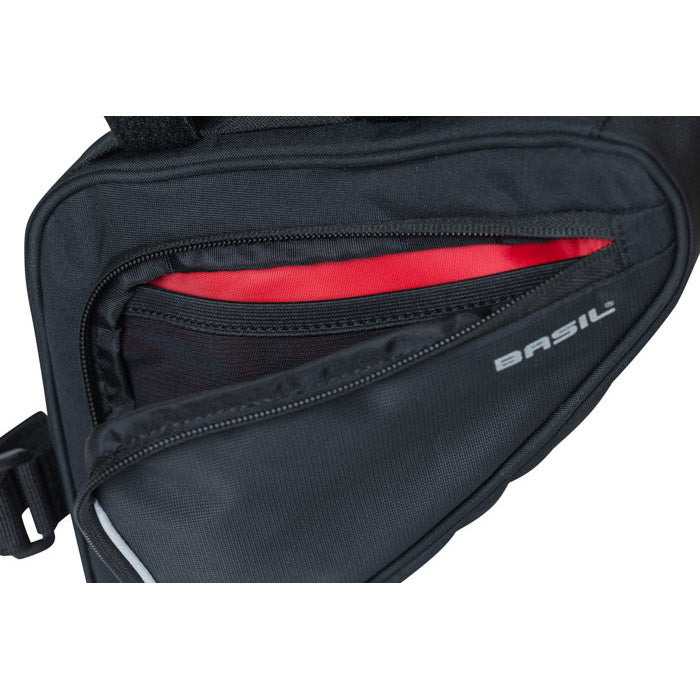 Basil Sport Design frametas M - zwarte fietstas - 1,7L - waterafstotend - klittenbandbevestiging
