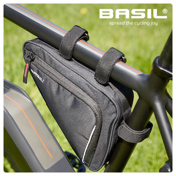 Basil Sport Design frametas M - zwarte fietstas - 1,7L - waterafstotend - klittenbandbevestiging